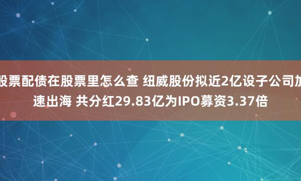 股票配债在股票里怎么查 纽威股份拟近2亿设子公司加速出海 共分红29.83亿为IPO募资3.37倍