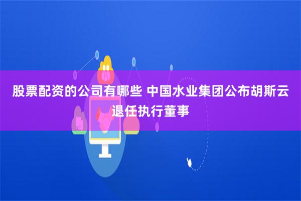 股票配资的公司有哪些 中国水业集团公布胡斯云退任执行董事